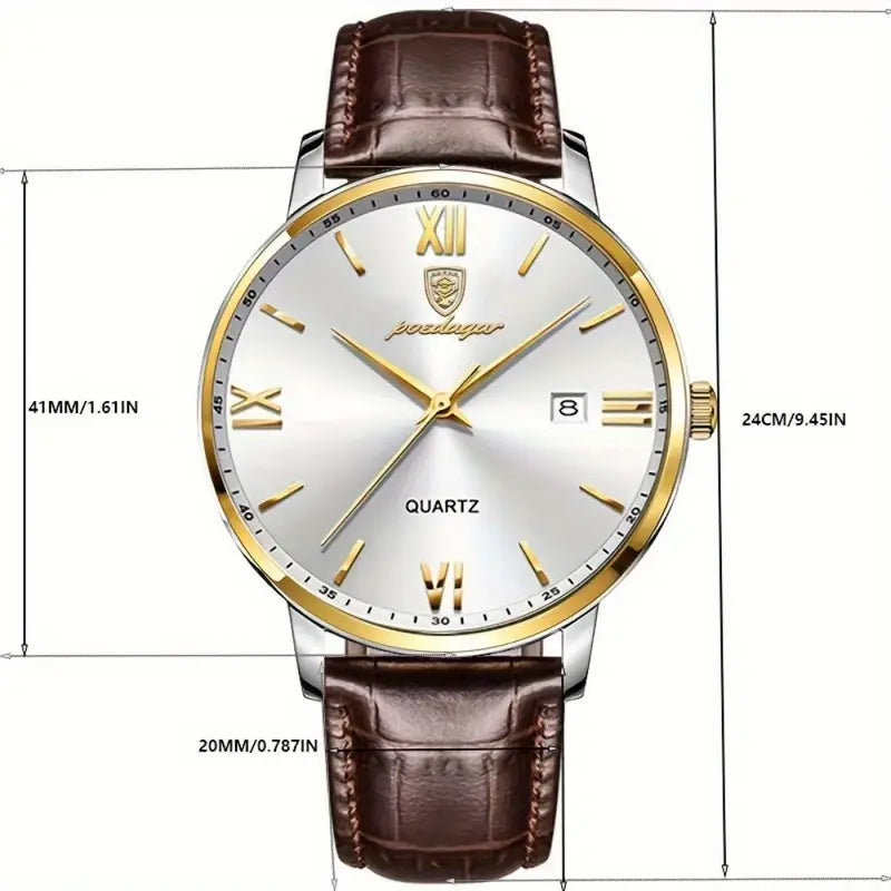 Stylish POEDAGAR Men's Quartz Watch with Date Display: