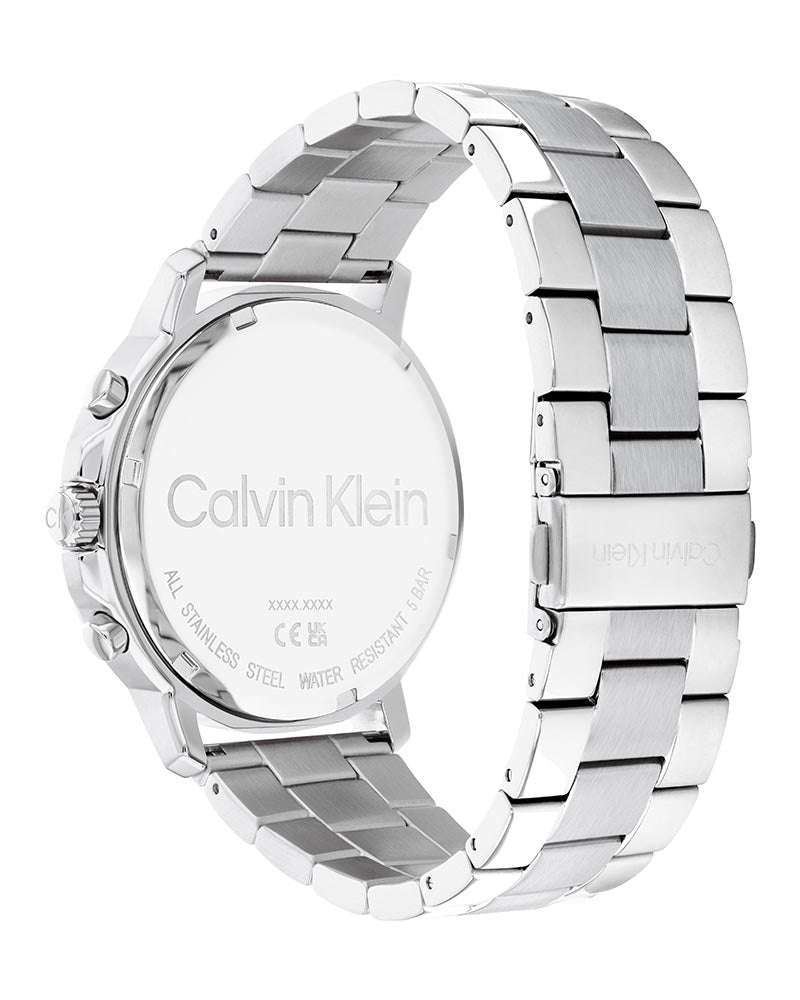 Gauge Sport Men’s Silver Steel Black Dial Watch-Calvin Klein