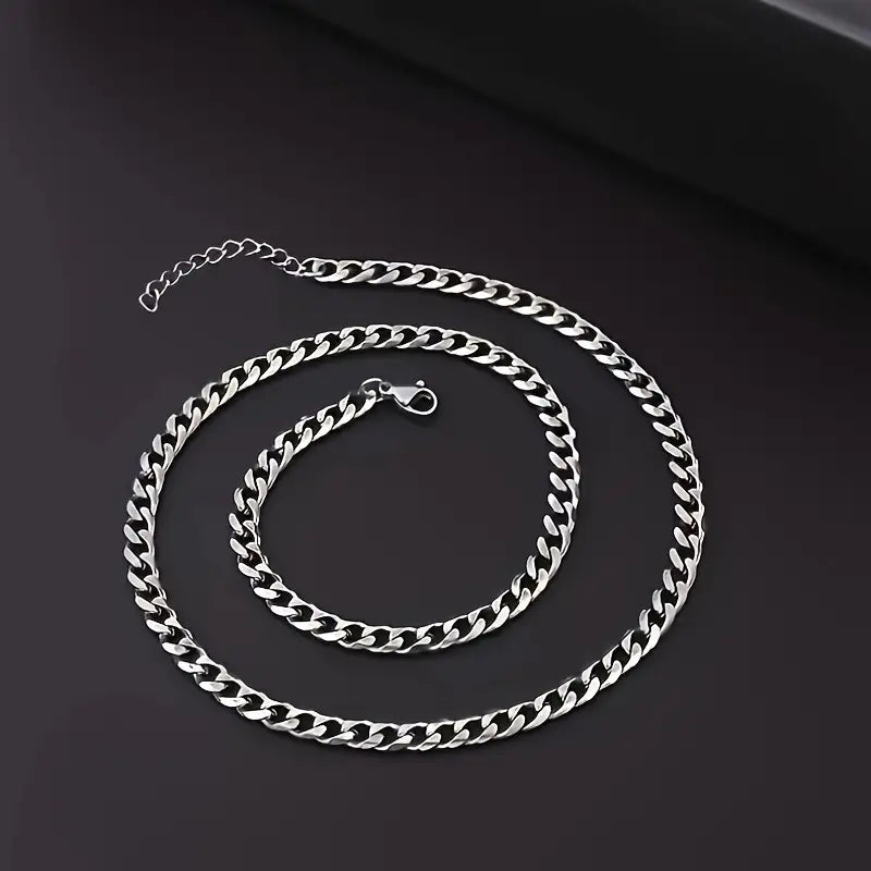 Sleek Silver Cuban Link Chain Set ๐โจ
