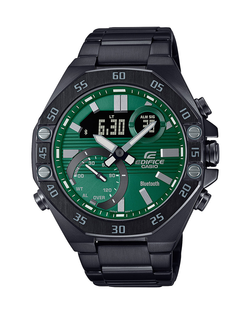 Edifice Men’s Black Steel Green Dial Bluetooth Watch –CASIO-01