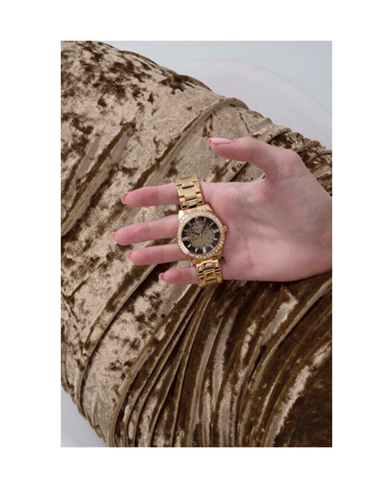 Women’s Gold Tone Black Dial Crystal Accent Watch-Guess-04