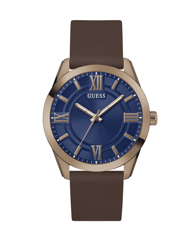Men’s Bronze Blue Dial Silicone Strap Watch.GUESS-03