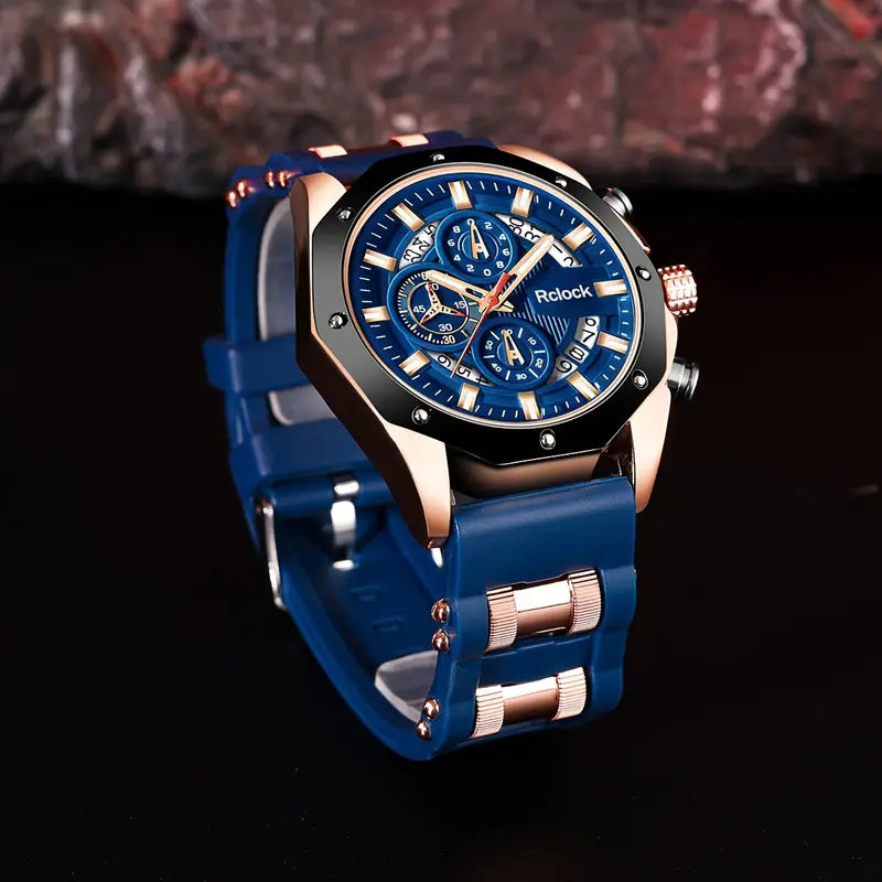 Men’s Sports Quartz Watch with Silicone Strap – Casual Fashion Gift Watch