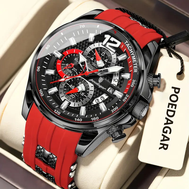 🕒 Luxury Chronograph Men’s Wristwatch – Waterproof Sport & Business Quartz Watch with Calendar