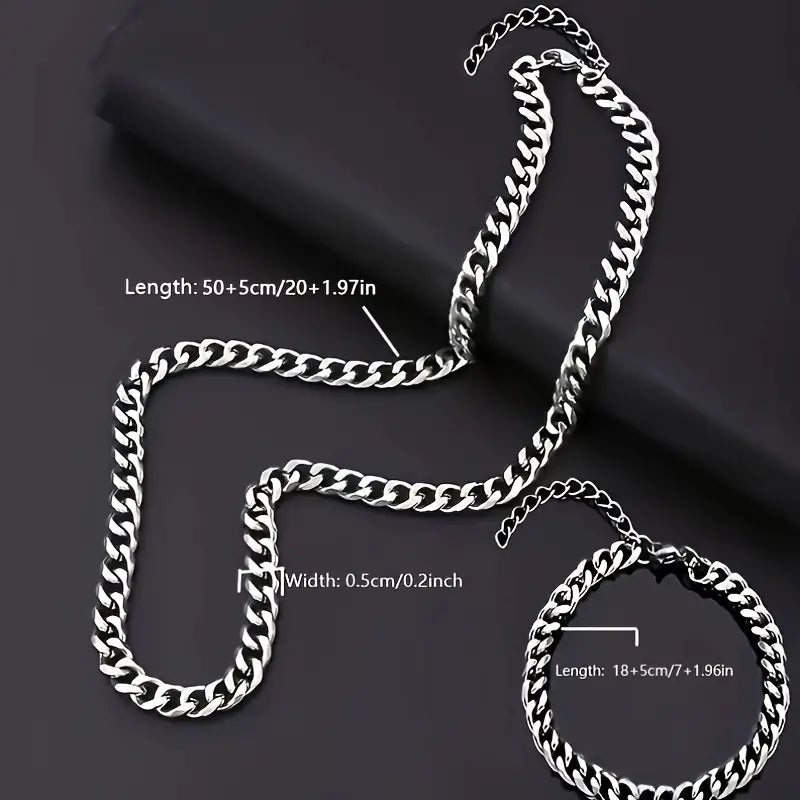 Sleek Silver Cuban Link Chain Set ๐โจ