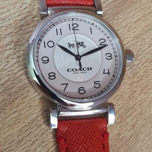 Coach Ladies Analog Dress Quartz Red Leather