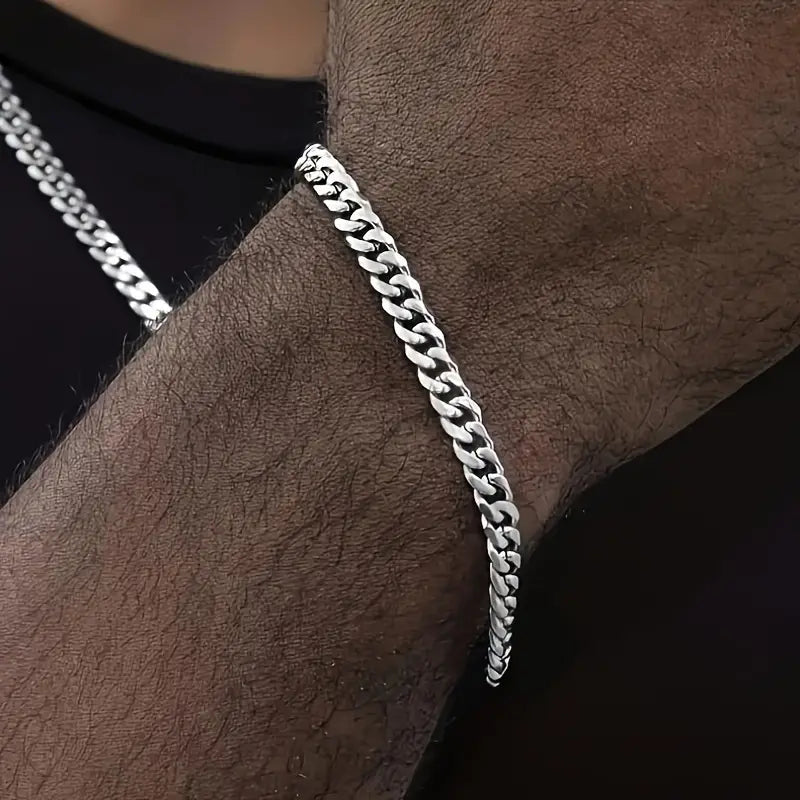 Sleek Silver Cuban Link Chain Set ๐โจ