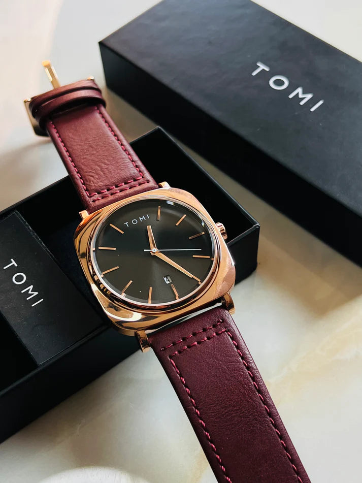 Tomi Original Men’s Leather Watch – Premium Stainless Steel Edition