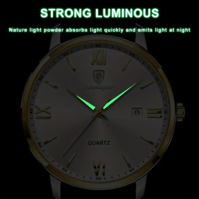 Stylish POEDAGAR Men's Quartz Watch with Date Display: