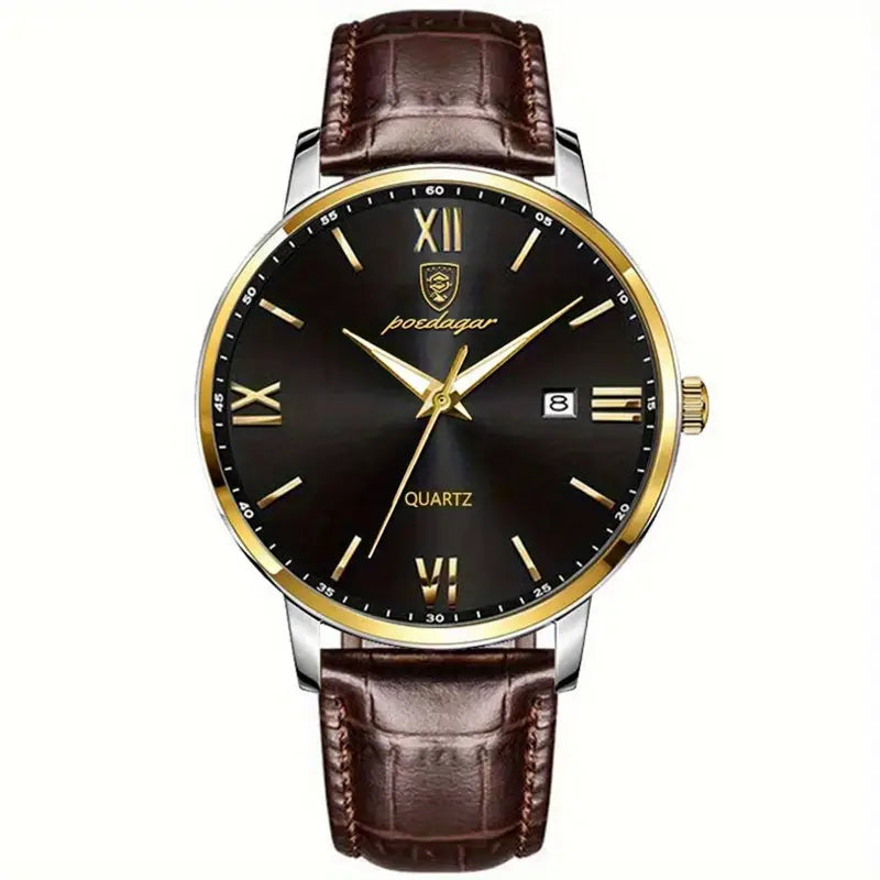 Stylish POEDAGAR Men's Quartz Watch with Date Display: