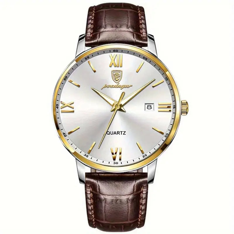 Stylish POEDAGAR Men's Quartz Watch with Date Display: