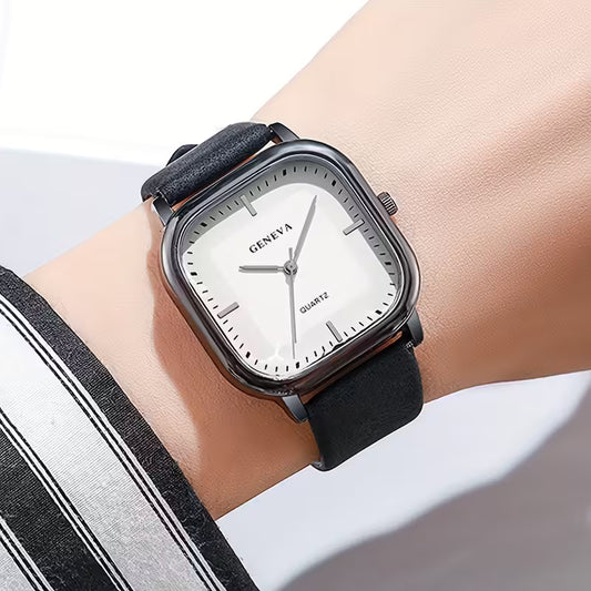 🔹 Women's fashionable minimalist square quartz watch
