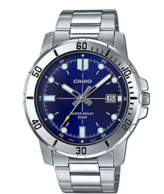 Oceanic Elegance: The Casio Enticer Steel &amp; Deep Blue Statement