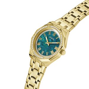 Guess Men’s Quartz Gold Stainless Steel Green Mother of Pearl&nbsp;