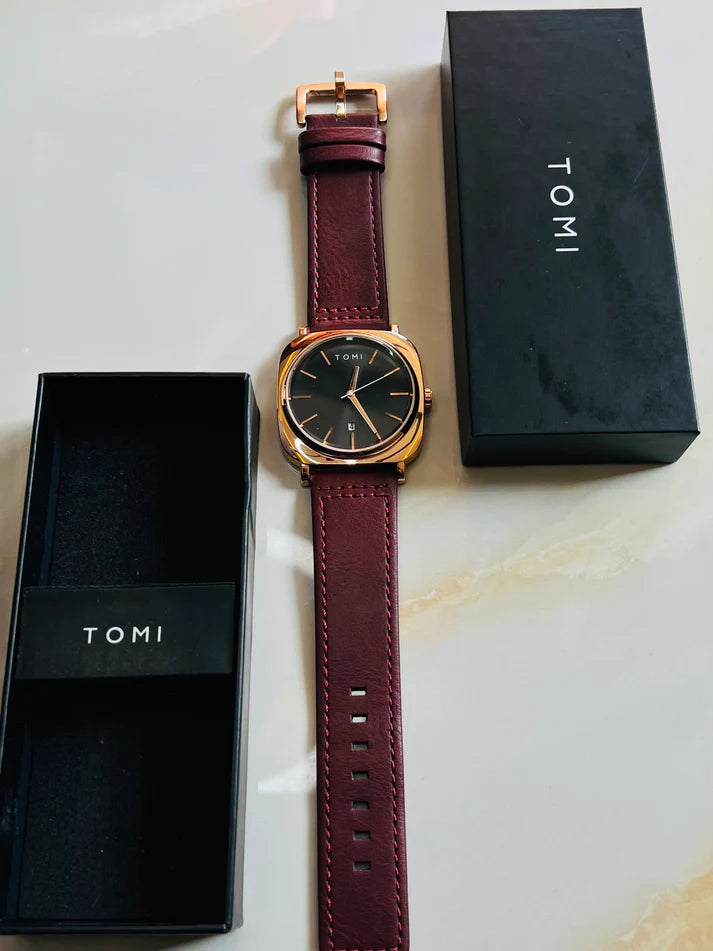 Tomi Original Men’s Leather Watch – Premium Stainless Steel Edition