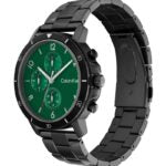 Men’s Black Steel Green Dial Calendar Watch-Calvin Klein