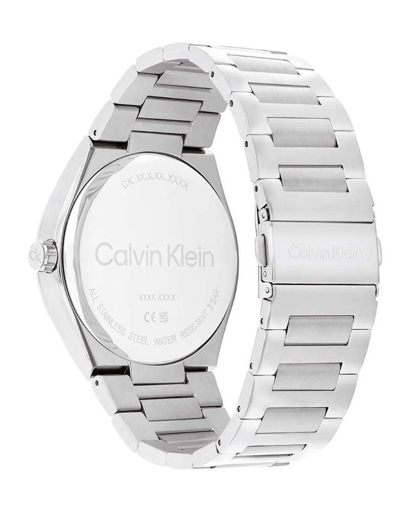 Distinguish GMT Men’s Silver Steel Green Dial Watch-Calvin Klein