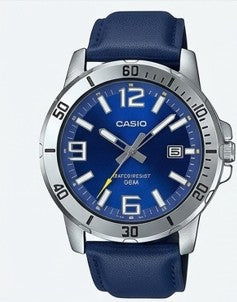 Bold Horizon: The Casio Enticer Deep Blue Leather Classic