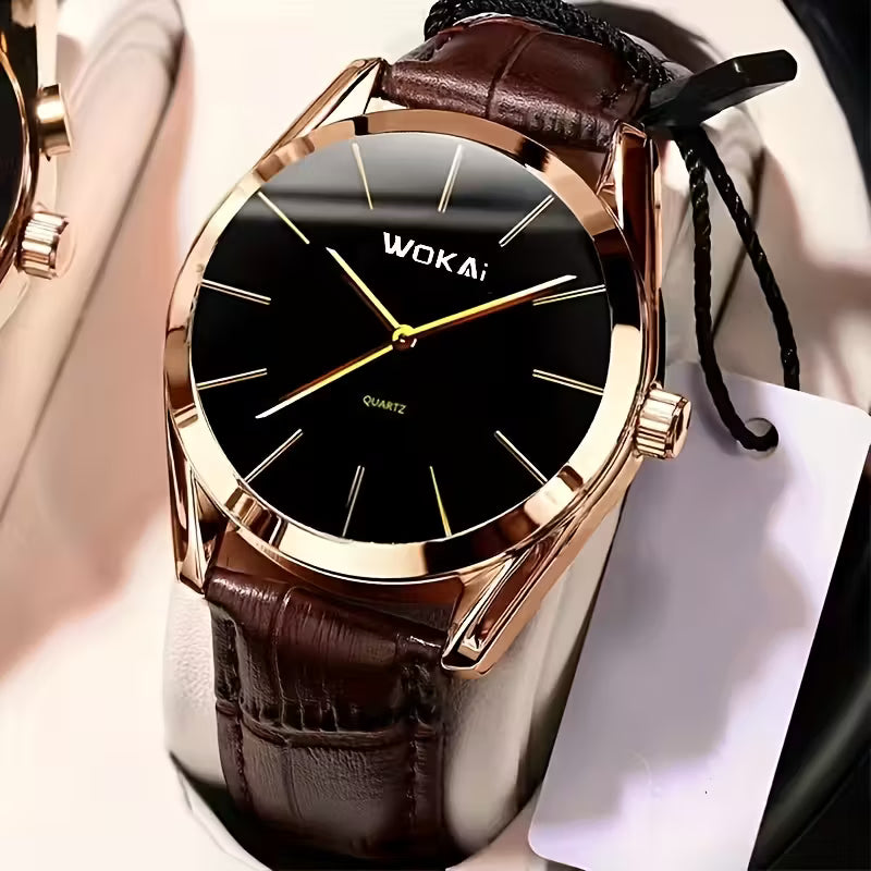 Men's &amp; Women's Elegant Analog Quartz Watch with Brown -like Strap