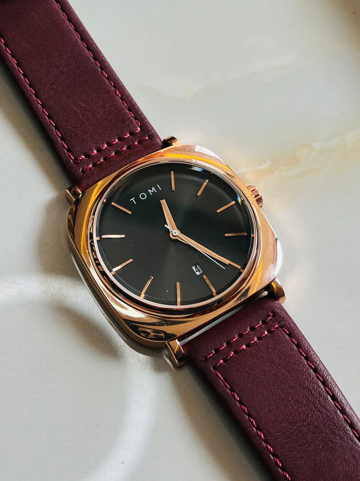 Tomi Original Men’s Leather Watch – Premium Stainless Steel Edition