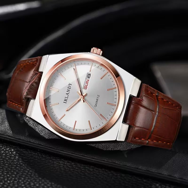 Men's Fashion Minimalist Calendar Dial Quartz Wristwatch
