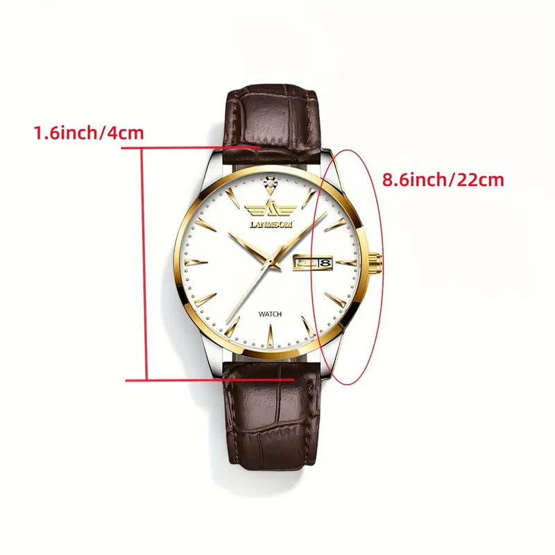 LANMSOM Men's PU Leather Watch