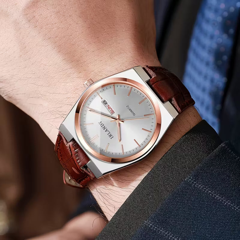 Men's Fashion Minimalist Calendar Dial Quartz Wristwatch
