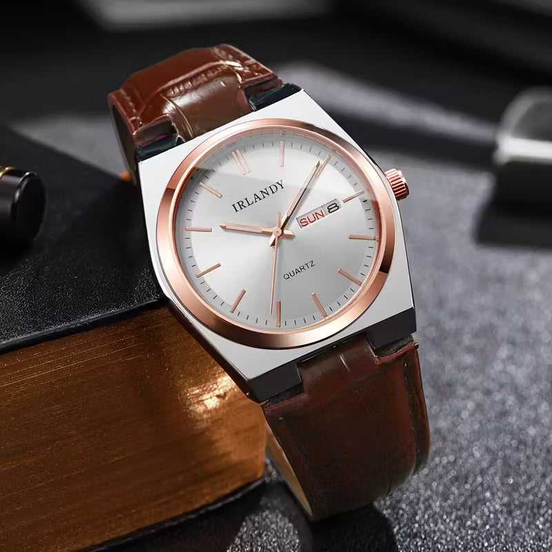 Men's Fashion Minimalist Calendar Dial Quartz Wristwatch