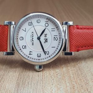 Coach Ladies Analog Dress Quartz Red Leather