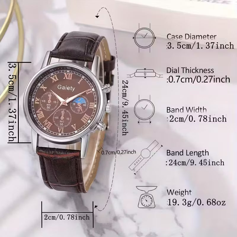 GAIETY Men'S Luxury Quartz Watch with Faux Leather Strap