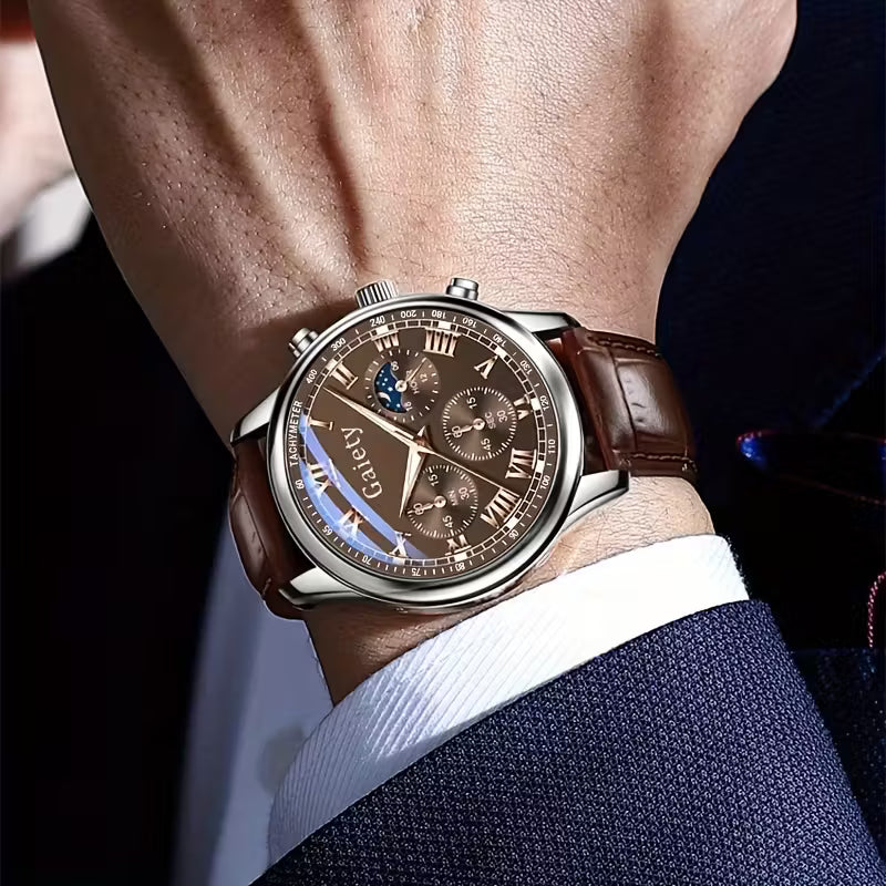 GAIETY Men'S Luxury Quartz Watch with Faux Leather Strap