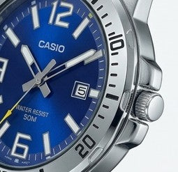 Bold Horizon: The Casio Enticer Deep Blue Leather Classic