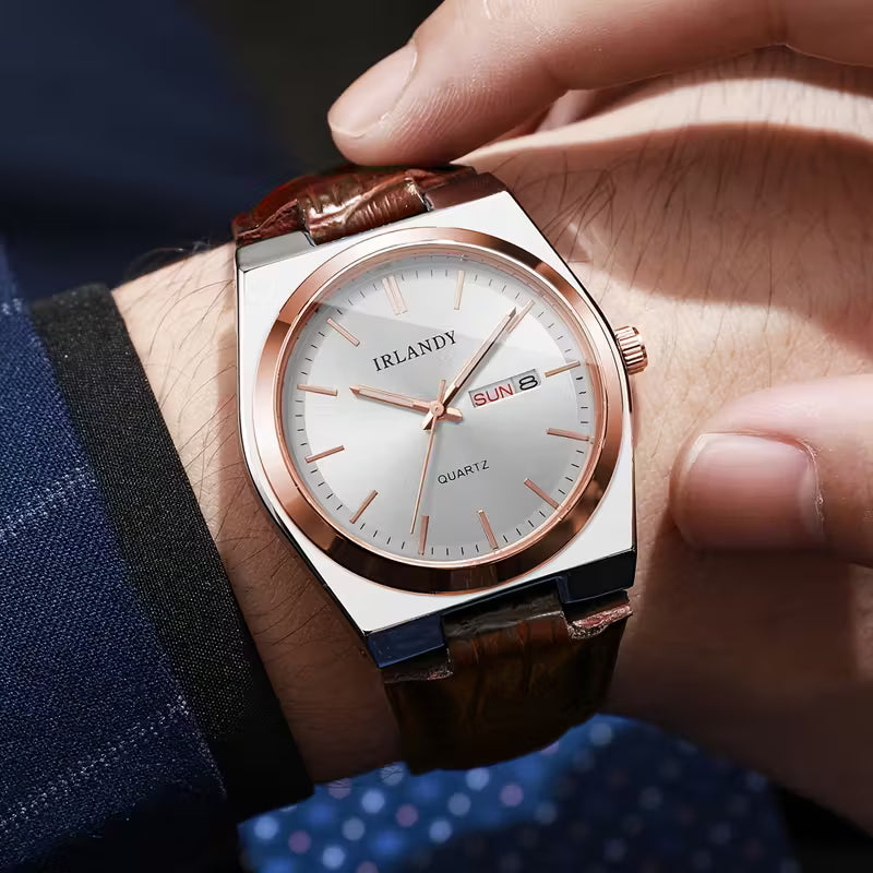 Men's Fashion Minimalist Calendar Dial Quartz Wristwatch