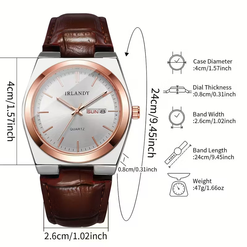 Men's Fashion Minimalist Calendar Dial Quartz Wristwatch