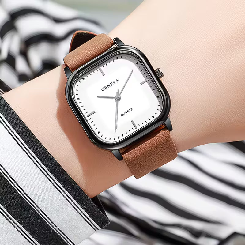 🔹 Women's fashionable minimalist square quartz watch