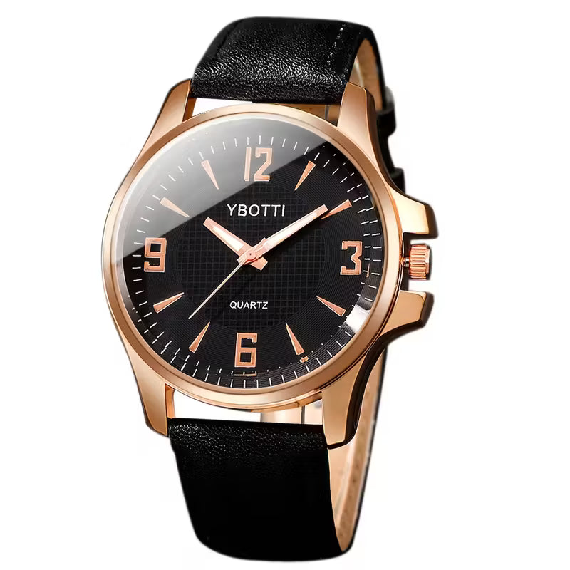 Men'S Business Watch with Faux Leather Strap