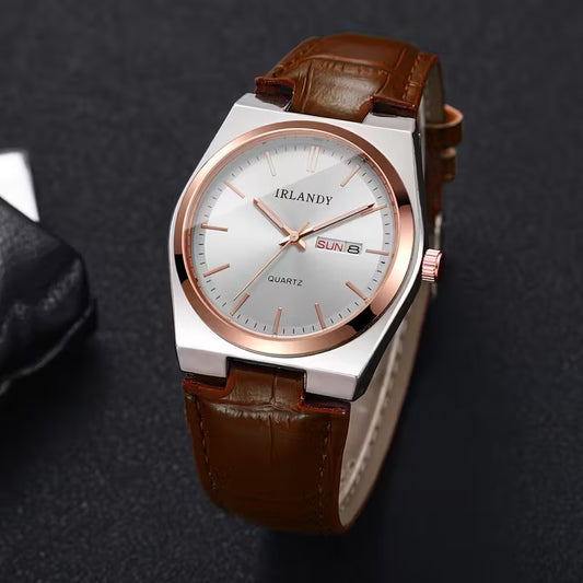 Men's Fashion Minimalist Calendar Dial Quartz Wristwatch