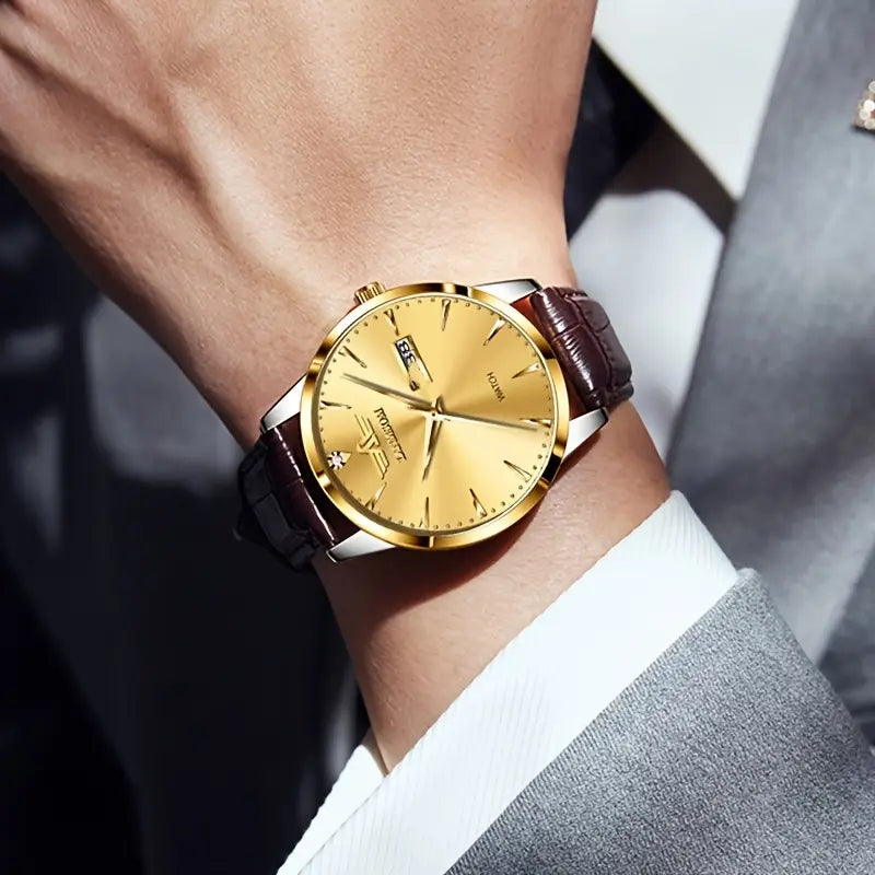 LANMSOM Men's PU Leather Watch