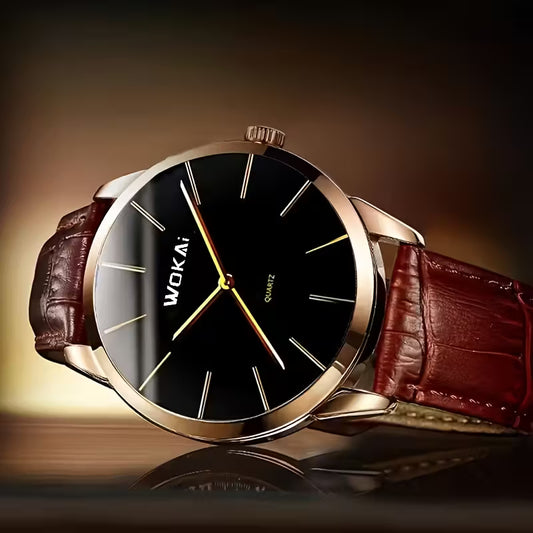 Men's &amp; Women's Elegant Analog Quartz Watch with Brown -like Strap