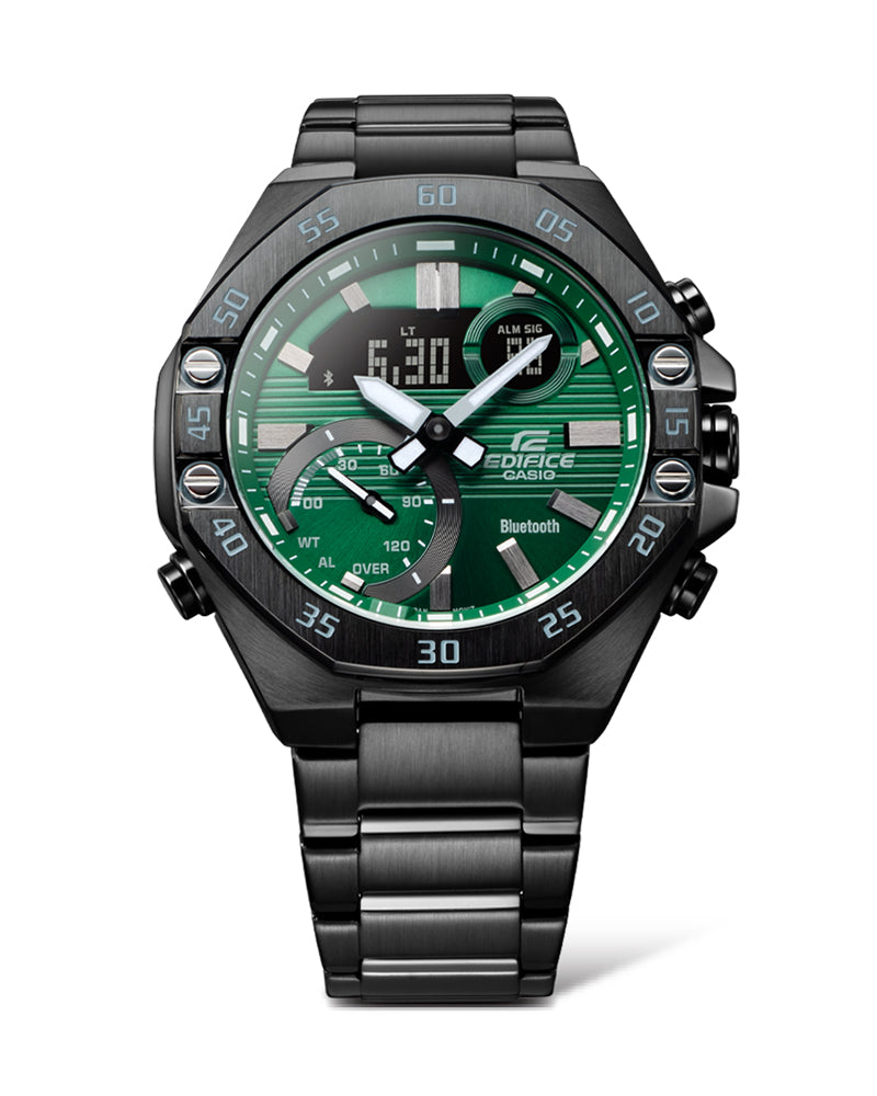 Edifice Men’s Black Steel Green Dial Bluetooth Watch –CASIO-01