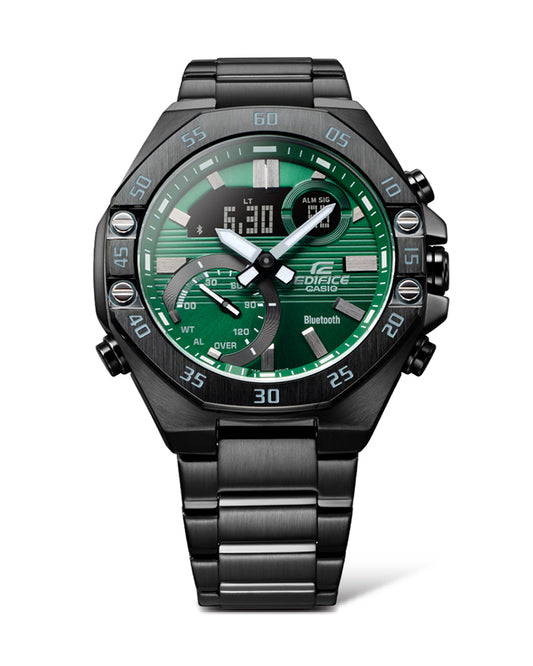 Edifice Men’s Black Steel Green Dial Bluetooth Watch –CASIO-01