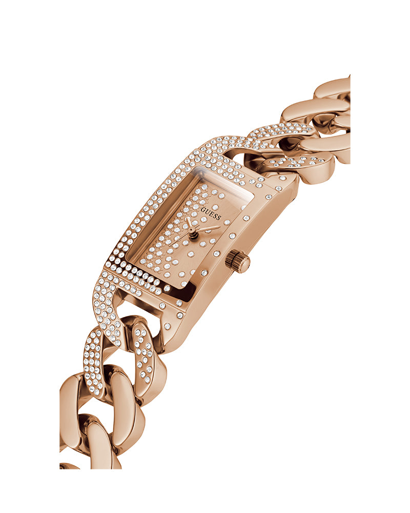 Women’s Rose Gold Glitz Dial Multi-Chain Crystal Watch-Guess-