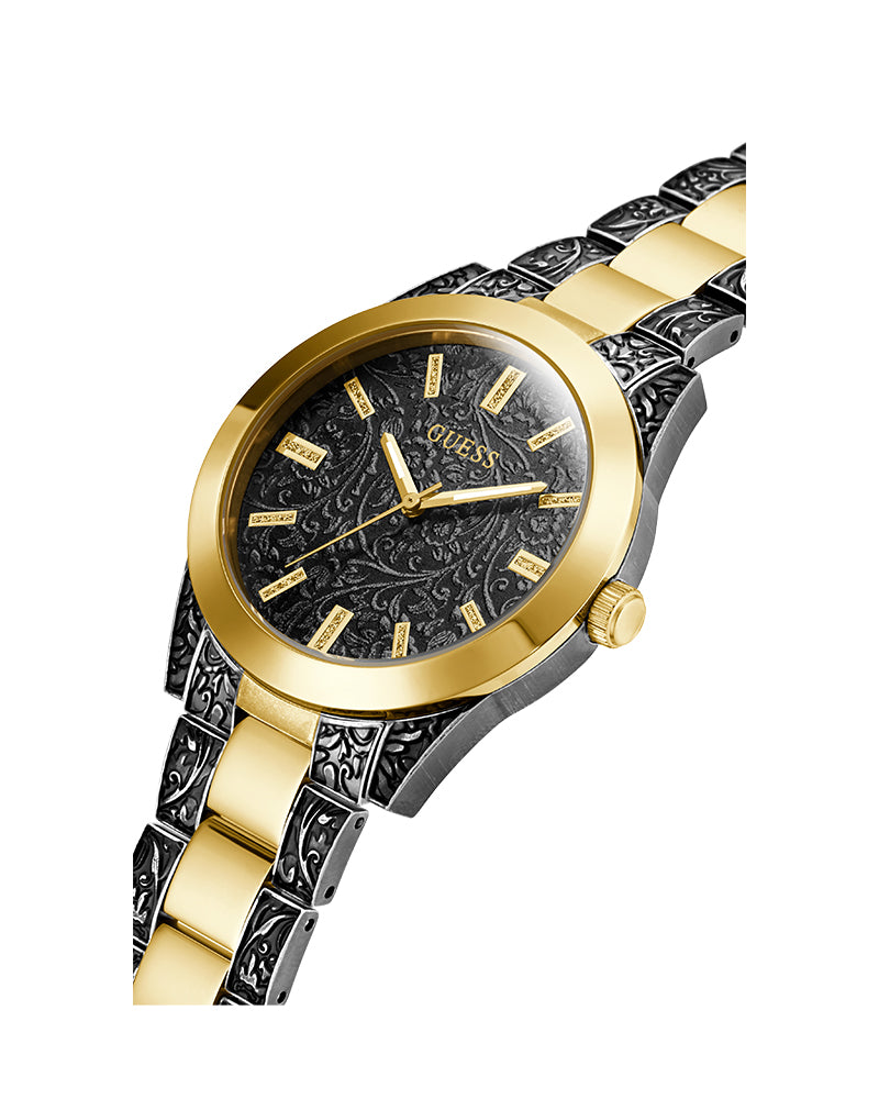 Women’s Noir Brocade Gold Accent Watch, GUESS-03