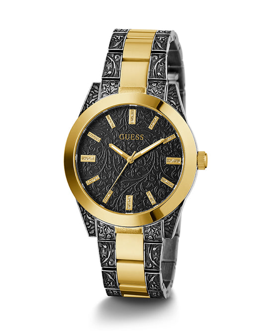Women’s Noir Brocade Gold Accent Watch, GUESS-03