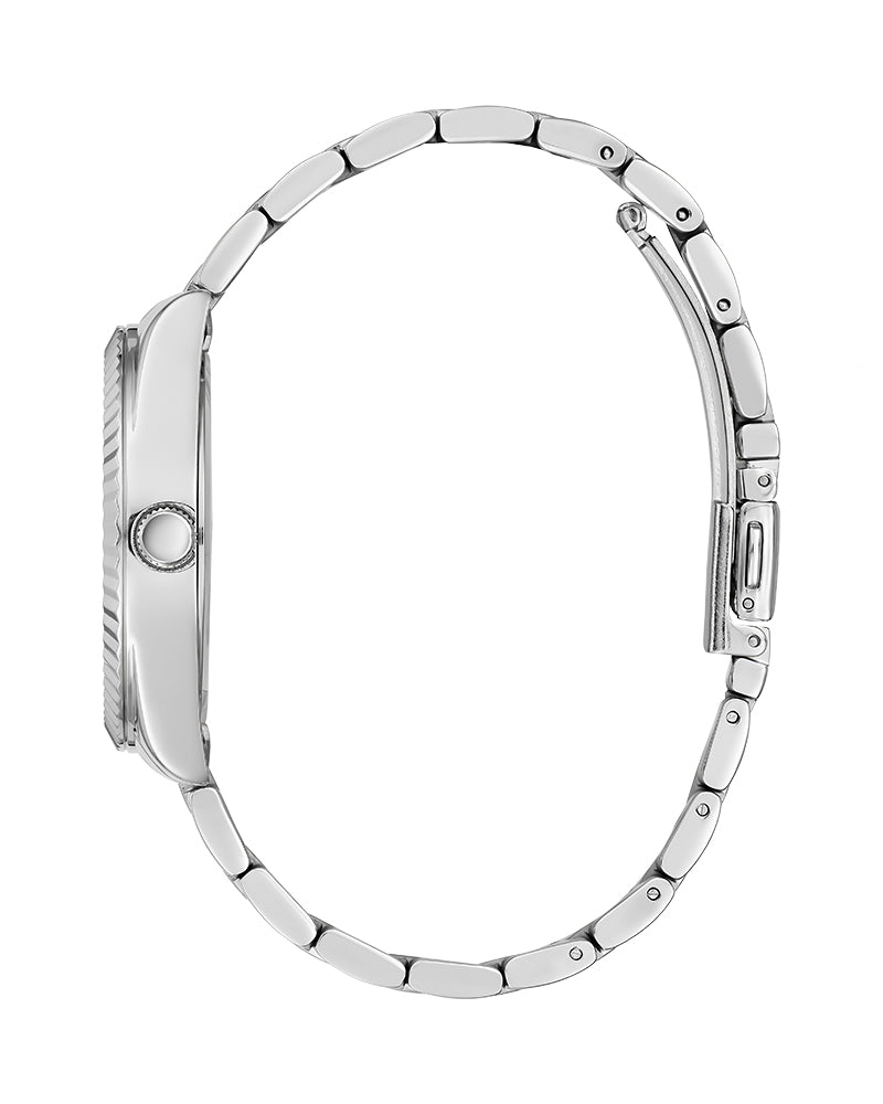 Women’s Silver White Dial Crystal Day-Date Watch-Guess-