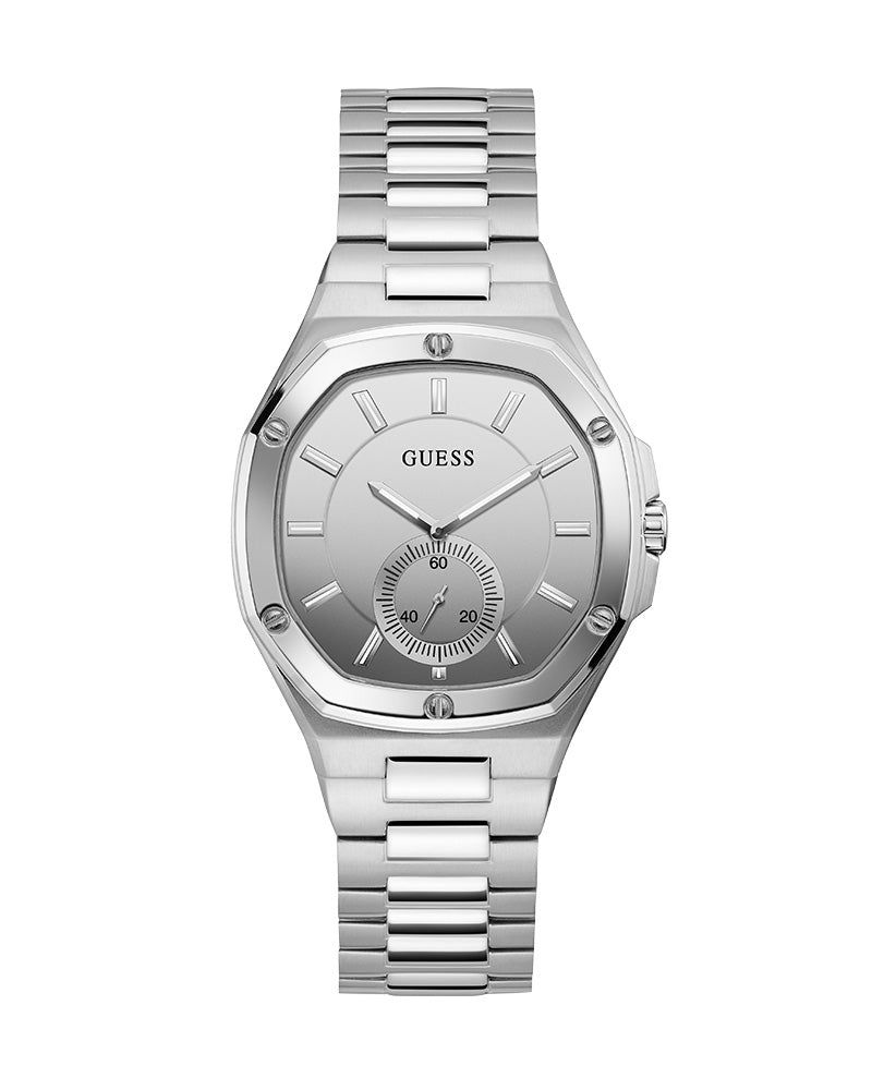 Women’s Silver Octagonal Multi-Function Dial Watch-Guess-
