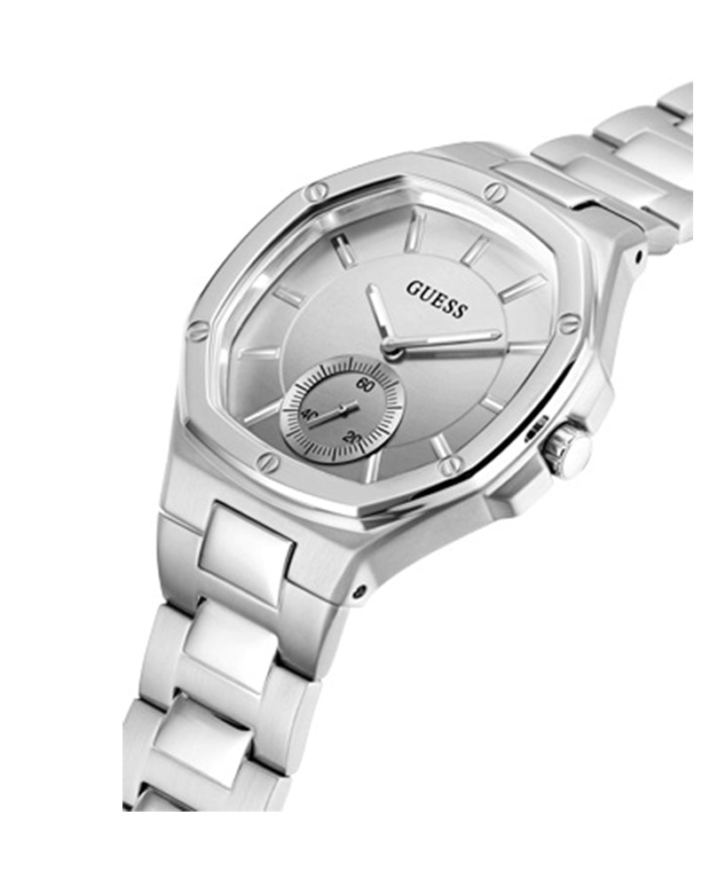 Women’s Silver Octagonal Multi-Function Dial Watch-Guess-
