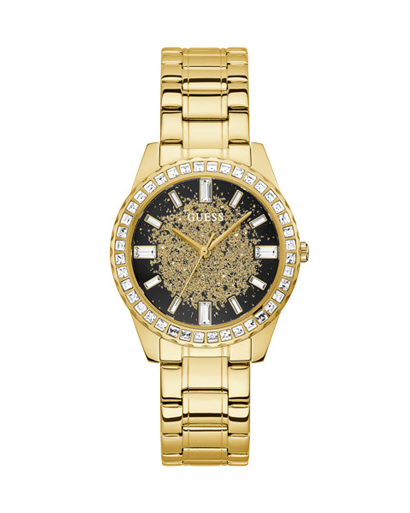 Women’s Gold Tone Black Dial Crystal Accent Watch-Guess-04