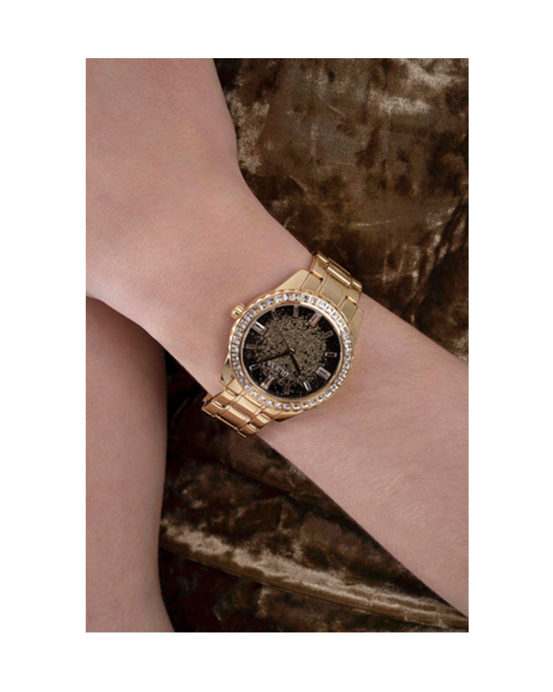 Women’s Gold Tone Black Dial Crystal Accent Watch-Guess-04