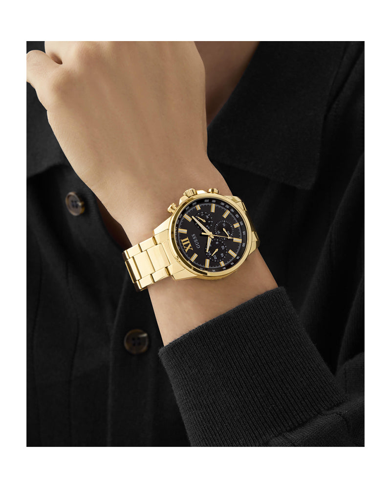 Men’s Gold Steel Black Dial Multi-Function Watch-Guess -7